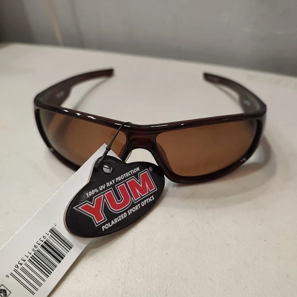 YUM Pradco Fishing UV Ray Protection Sunglasses‎ translucent dark red Frame
